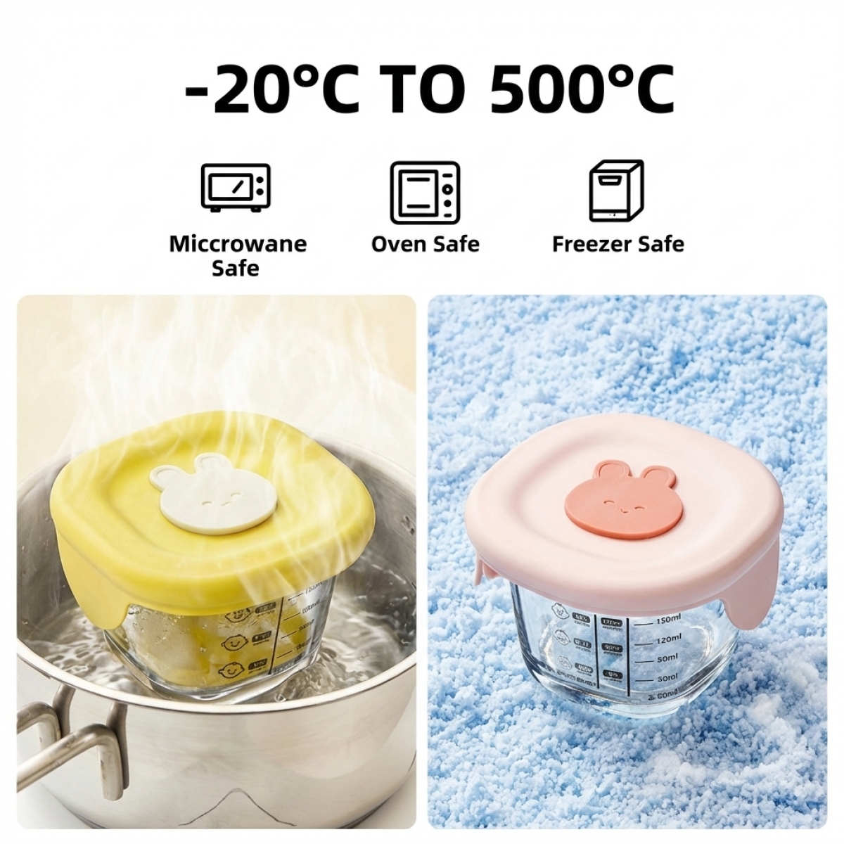 Meal Prep Glass Containers Oven Safe - High Borosilicate Glass Food Containers-Microwave/Oven/Freezer Safe,Leak-Proof