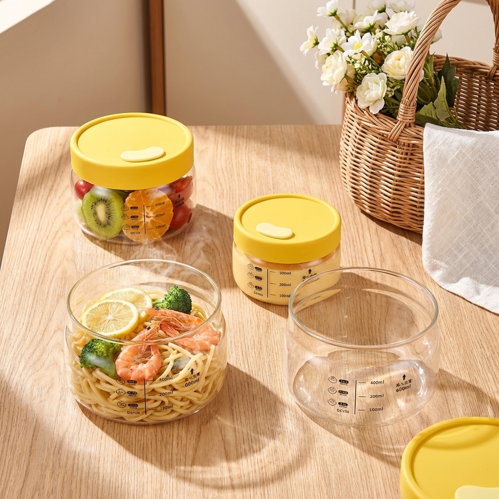 Yellow Glass Food Storage Cont - Meal Prep Glass Containers Oven Safe incelemesi ve fiyatı