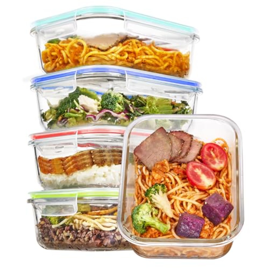 5 Pack Glass Food Storage Cont - Meal Prep Glass Containers Oven Safe incelemesi ve fiyatı