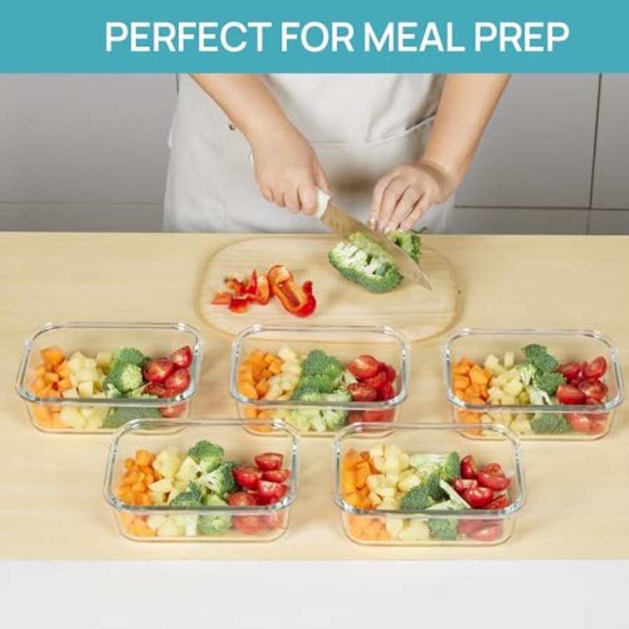 5 Pack Glass Food Storage Cont - Meal Prep Glass Containers Oven Safe incelemesi ve fiyatı