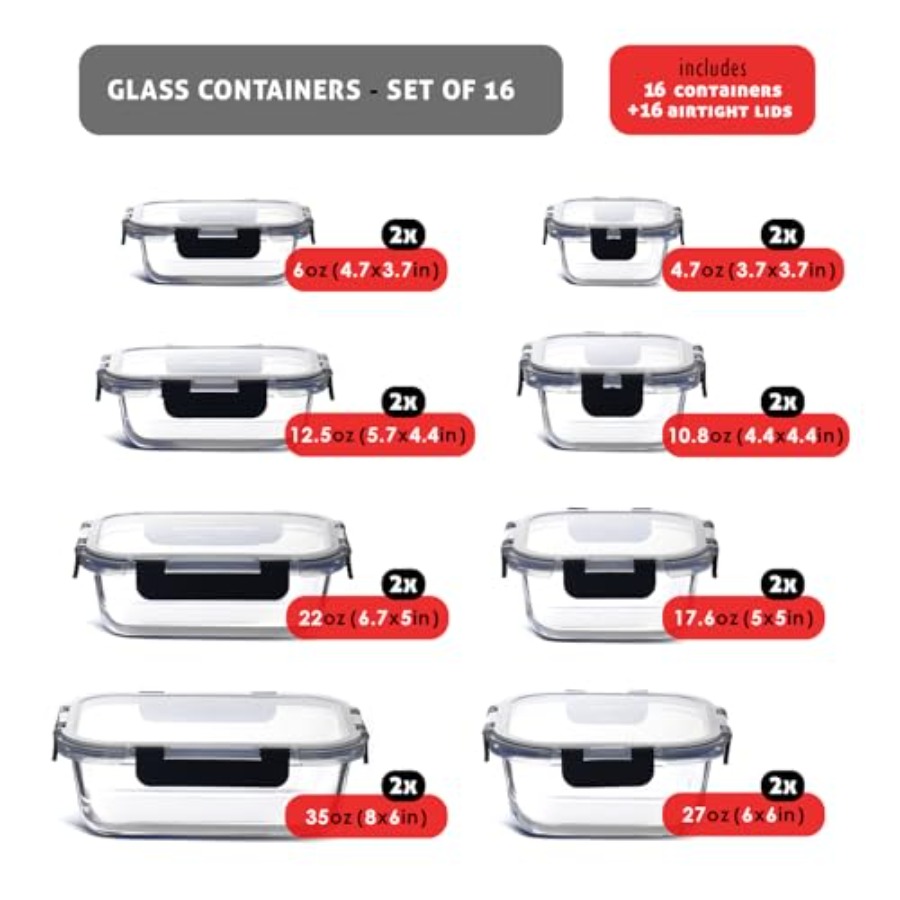 Glass food storage containers  - Meal Prep Glass Containers Oven Safe incelemesi ve fiyatı
