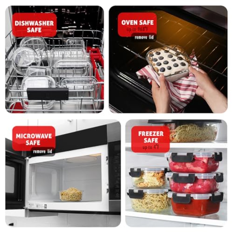 Glass food storage containers  - Meal Prep Glass Containers Oven Safe incelemesi ve fiyatı