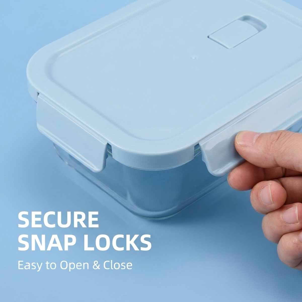 Shallow Blue Glass Bento Box–H - Meal Prep Glass Containers Oven Safe incelemesi ve fiyatı