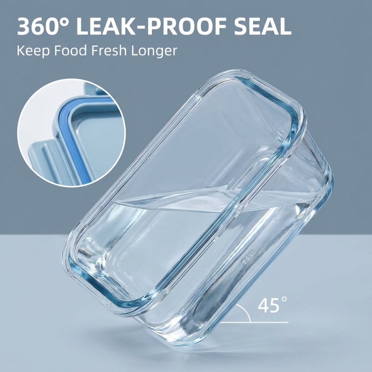Shallow Blue Glass Bento Box–H - Meal Prep Glass Containers Oven Safe incelemesi ve fiyatı
