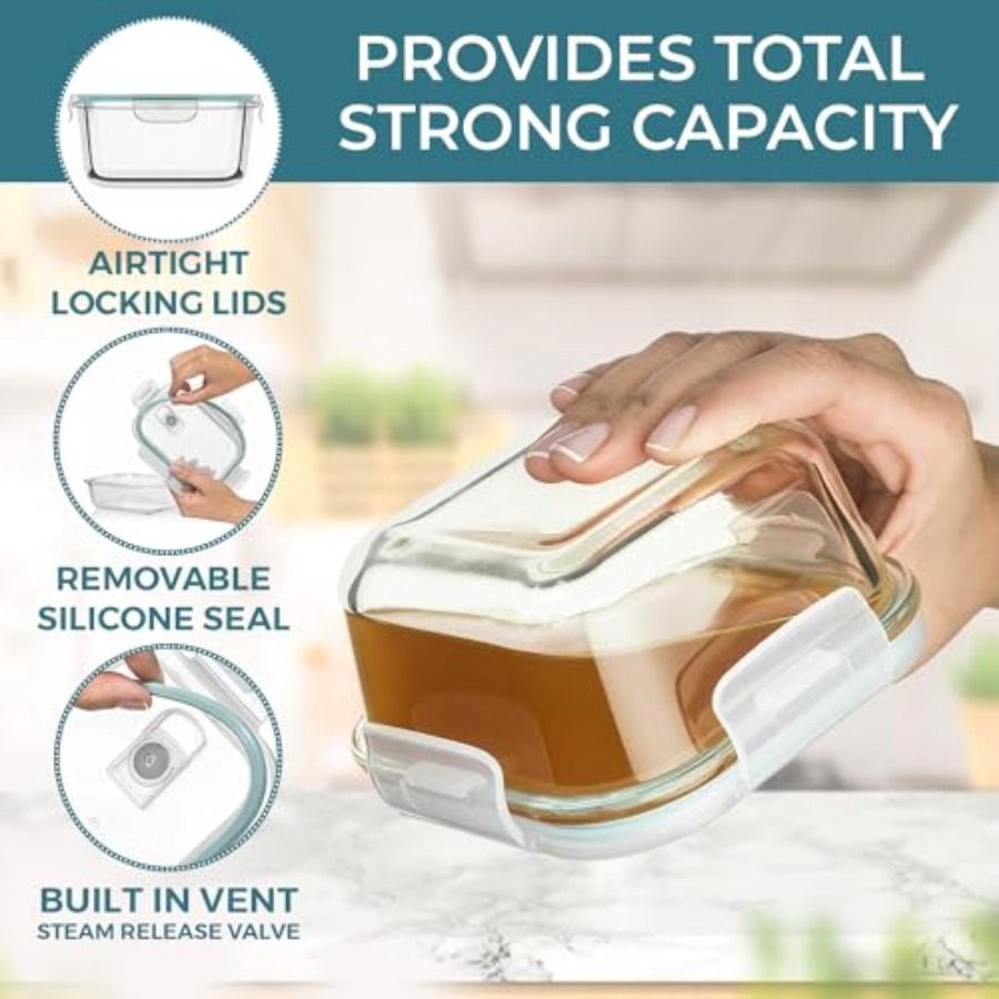 24 Pc Airtight Glass Food Stor - Meal Prep Glass Containers Oven Safe incelemesi ve fiyatı