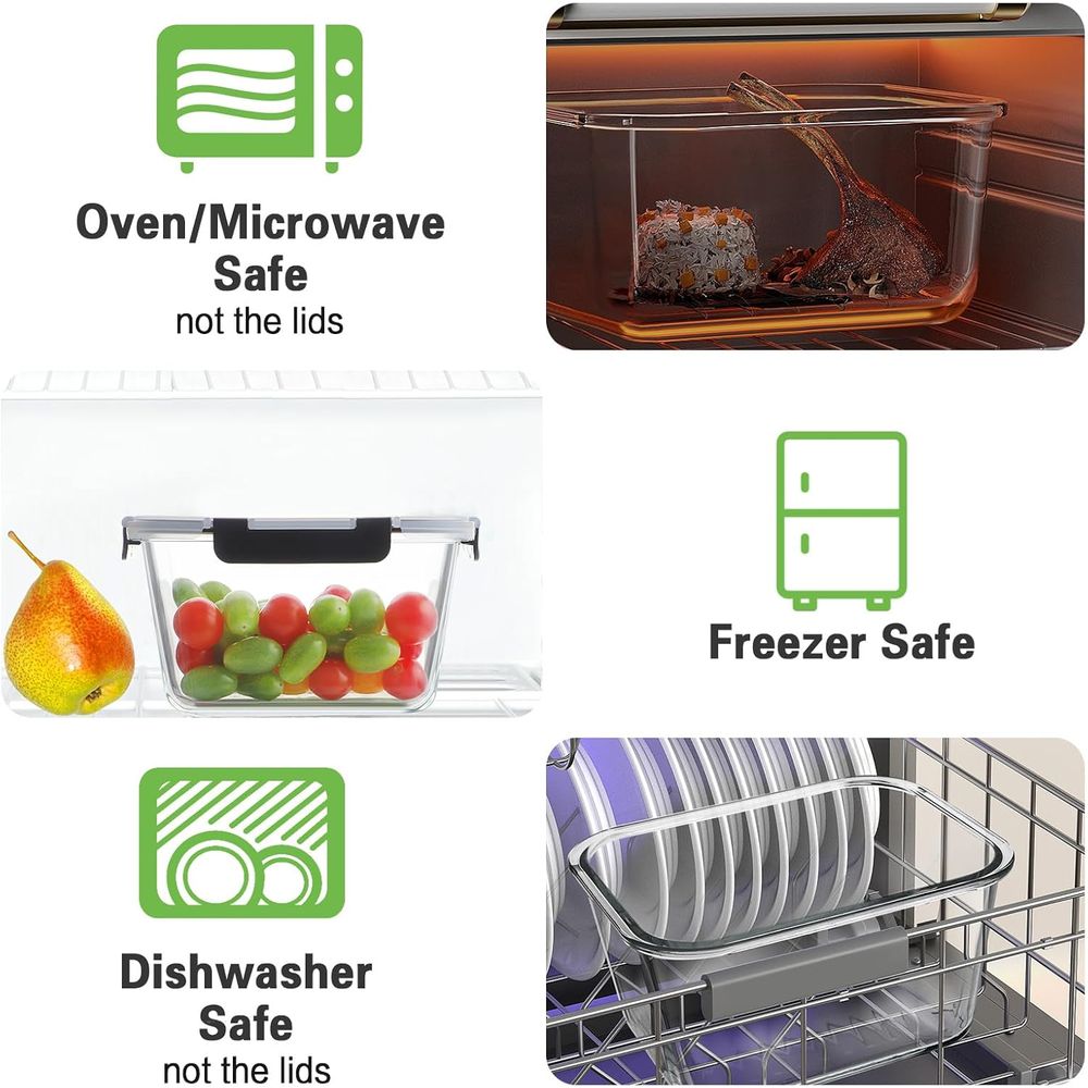 4-Piece 63oz Glass Food Storag - Meal Prep Glass Containers Oven Safe incelemesi ve fiyatı