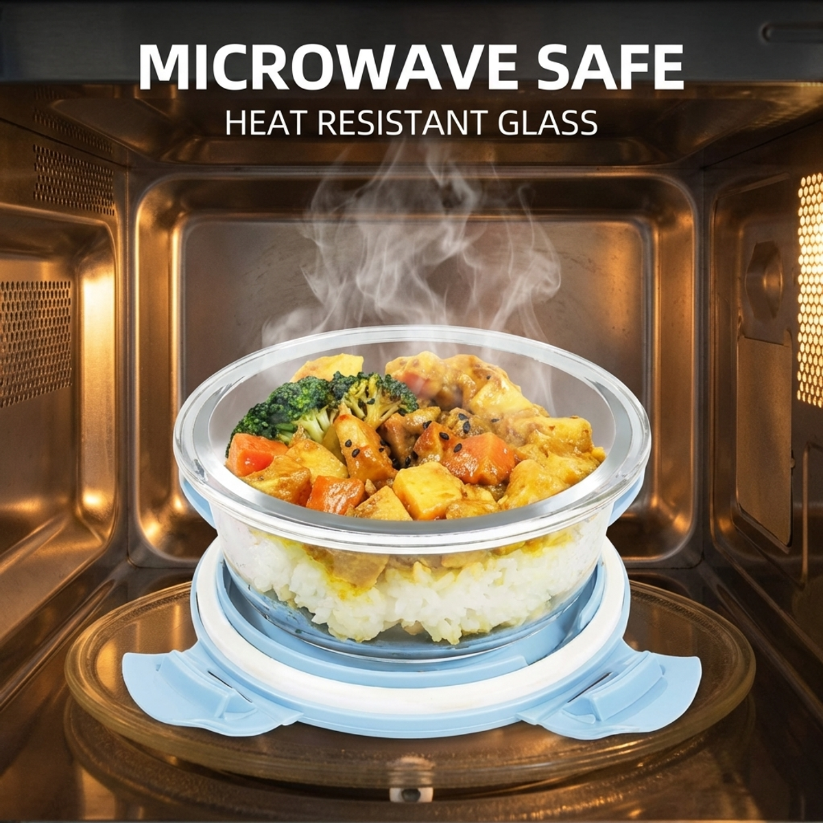 Microwave & Fridge Safe Blue G - Meal Prep Glass Containers Oven Safe incelemesi ve fiyatı