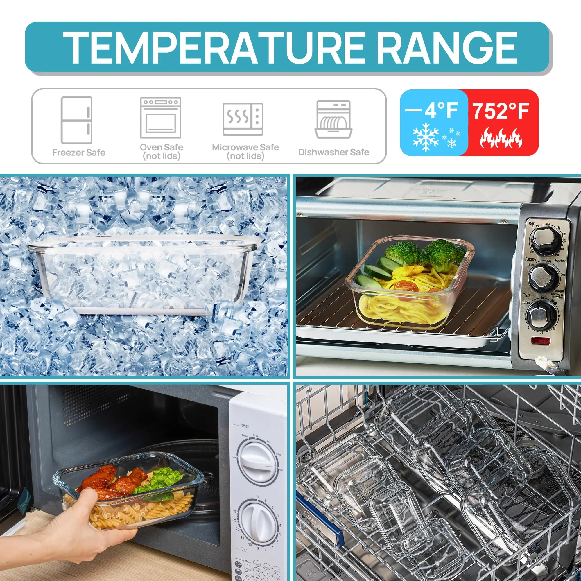 Glass Lunch Box Food Storage C - Meal Prep Glass Containers Oven Safe incelemesi ve fiyatı